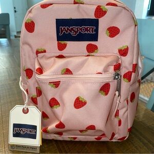 Jansport Pink Bag with Strawberry Design